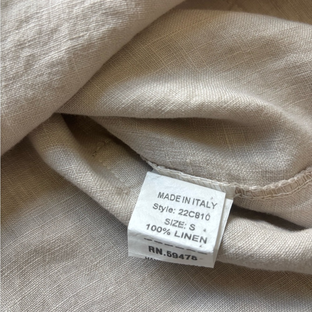 Francesca Bettini 100% Linen Tunic shirt Top Beige Made in Italy Size S - Picture 6 of 8